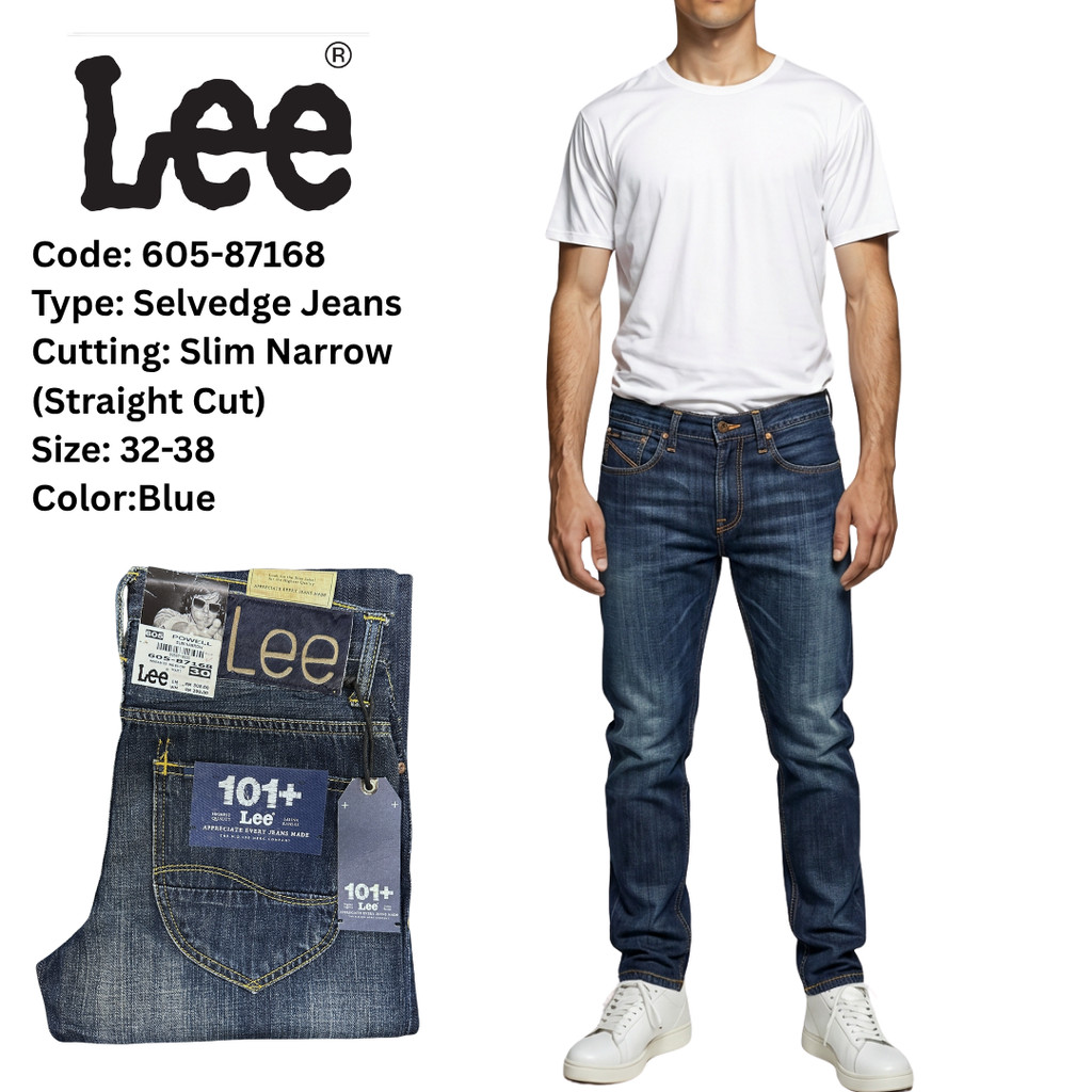 LEE 101+ Brand Men 605 Slim Narrow Selvedge Jeans (605-87168)