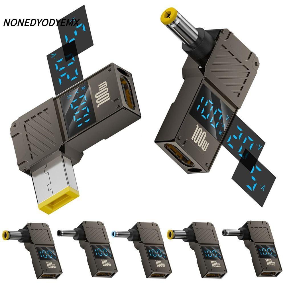 NONGYODYEMX Type-C to DC Adapter, Fast Charging PD 100W USB-C to DC Converter, Universal Digital Display ตัวเชื่อมต่อพลังงานแล็ปท็อปอัจฉริยะสําหรับ // Dell