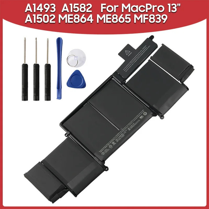 แบตเตอรี่ทดแทน A1493 A1582 สำหรับ MacBook Pro A1502 ME864 ME865 A1493 A1582 MF839 MacPro 13" Pre