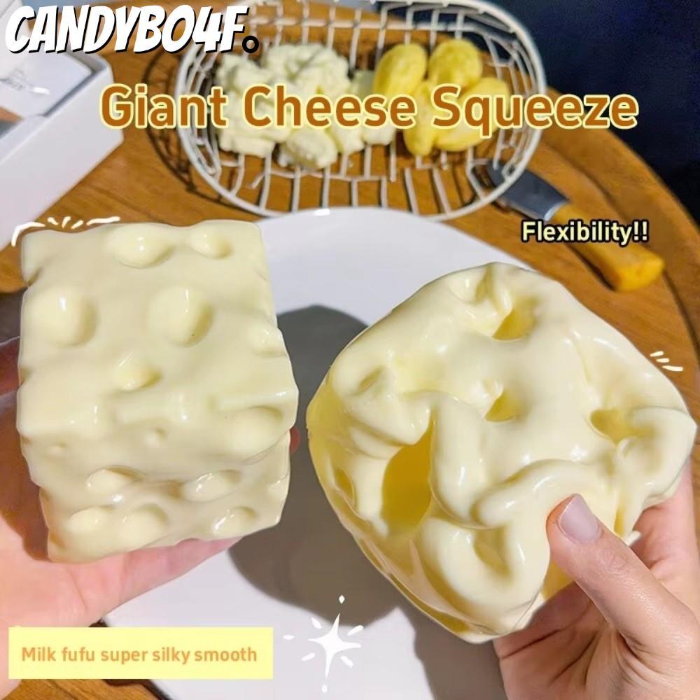 CANDYBO4F ของเล่นหยิกชีส, Anti-Stress Shapeable Jumbo Cheese Cube Stress Ball, นวด Non-Bounce Squishy Texture ASMR Sensory Stress Toy Stress Relief