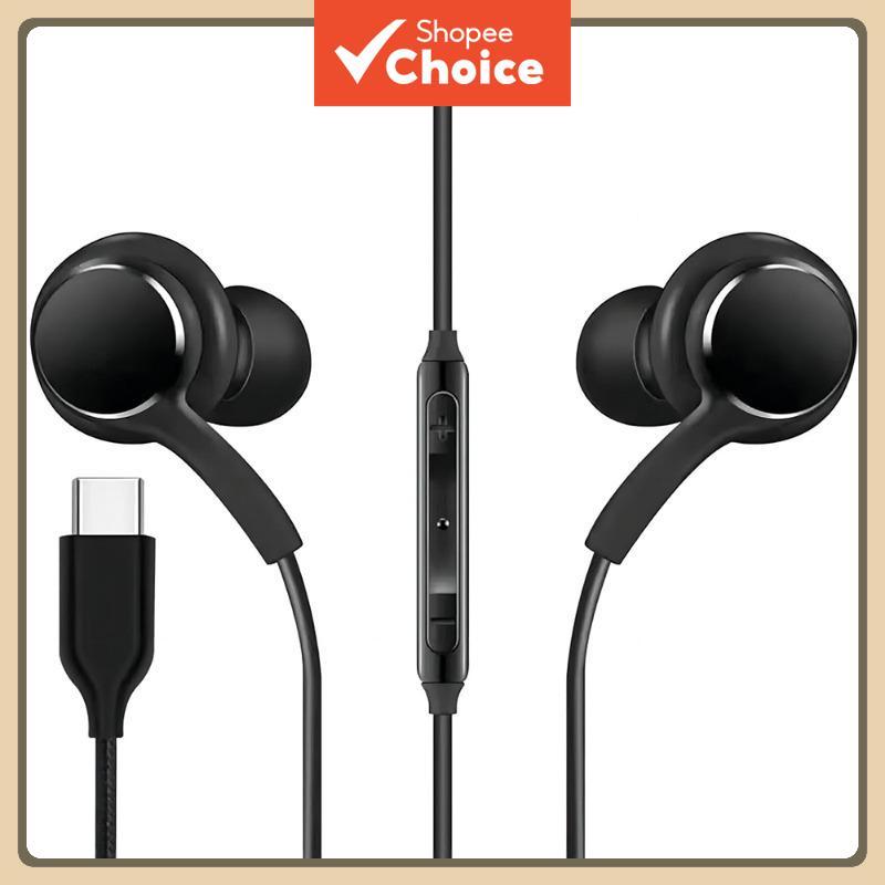 หูฟังแบบมีสายประเภท C 3.5 มม. Earsets หูฟังหูฟังชนิดใส่ในหูอุปกรณ์ความเข้ากันได้