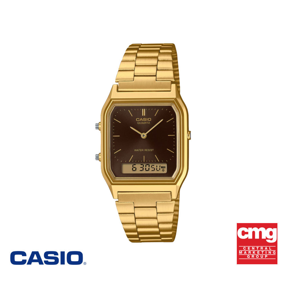 Casio นาฬิกาข้อมือ CASIO รุ่น AQ-230GA-5AMQYDF สายสแตนเลส สีน้ำตาล