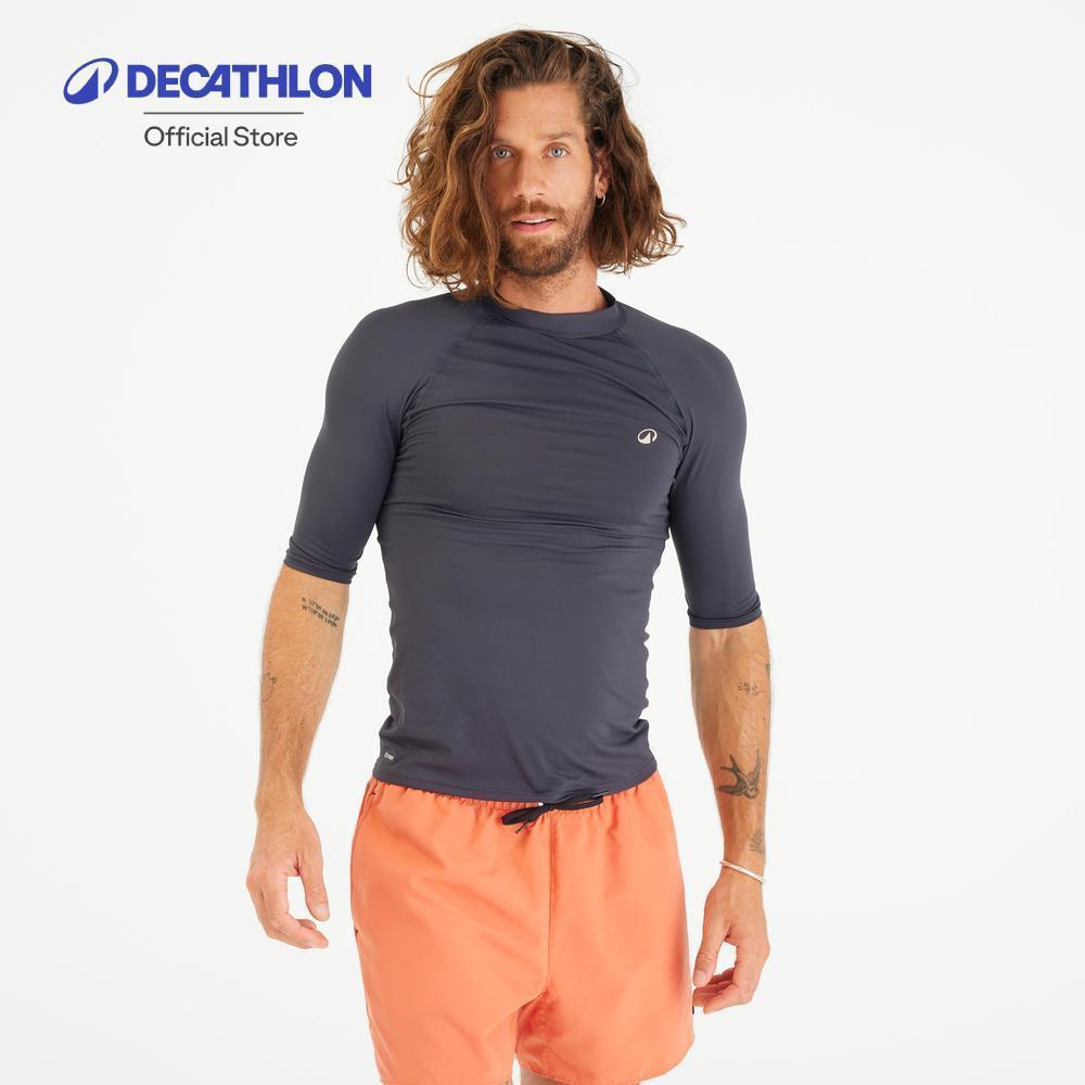 Decathlon Men’S Short Sleeve UV-Protection T-Shirt - 100 เสื้อโต้คลื่นแขนสั้นป้องกันยูวีสำหรับผู้ชาย รุ่น 100 - Black