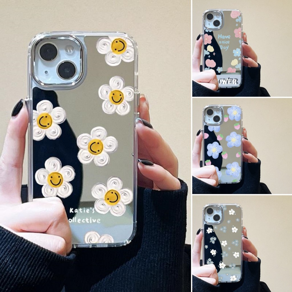 COD Case เคส iPhone 11 13 16 15 14 12 17 Air Pro Max เคสไอโฟน11 16promax Case ลายดอกไม้ กรณีโทรศัพท์มือถือชุบกระจก