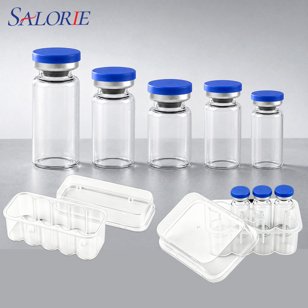 10PCS Vial แก้วใสปิดผนึกขวดสําหรับ 3-10ml ตัวอย่าง Lab ขวดคอนเทนเนอร์พร้อมกล่องป้องกัน