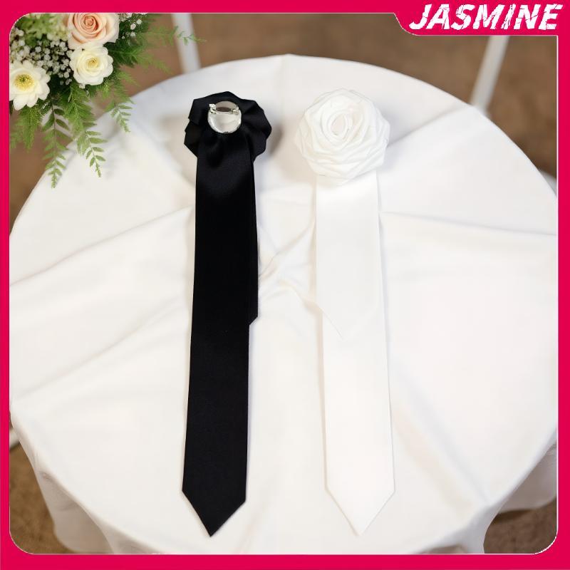 JASMINE แฟชั่น Retro Rose Bow Tie เข็มกลัดดอกไม้ Mourning เข็มกลัดผู้หญิงเสื้อสูท Corsage เสื้อผ้าคอ Pins เครื่องประดับ JASMINE