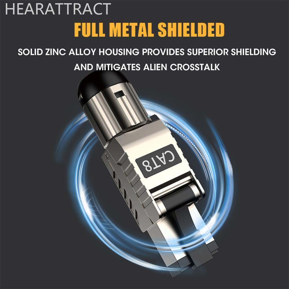 HEARATTRACT RJ45 Cat8 Cat7 Cat6A Connectors RJ45 โลหะเครื่องมือฟรี Easy Termination Plug 2000MHz 40G