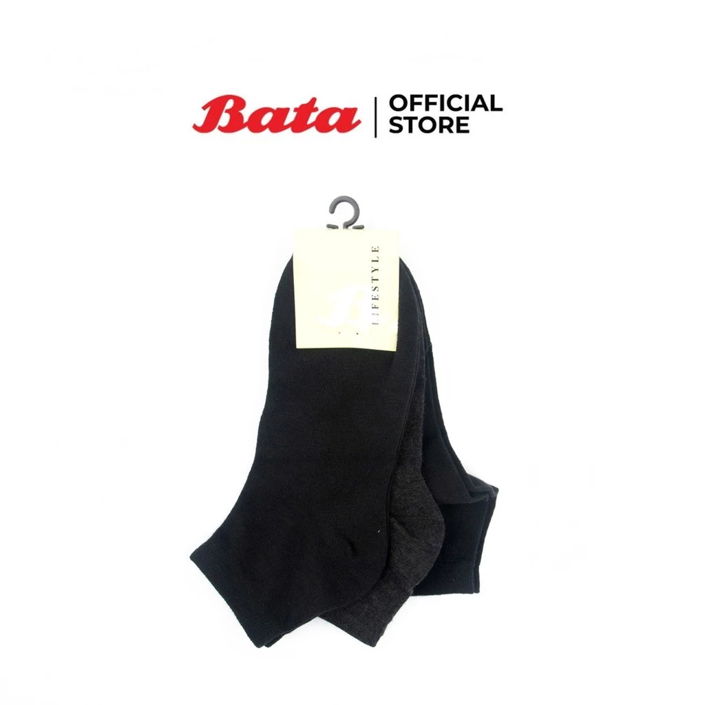 Bata ถุงเท้าธุรกิจ /แบบสั้น แพ็ค3 คู่ สีดำ สีดำ - 9580620