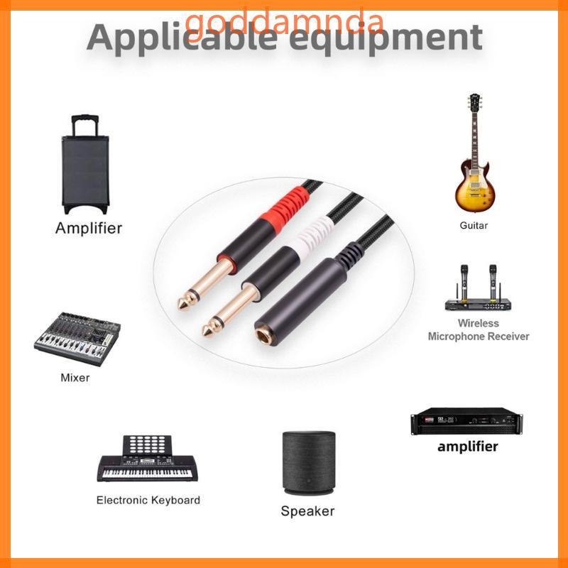 6.35mm 1/4 inch Stereo Female to 2 Dual 6.35mm Male Splitter Cable  Cord