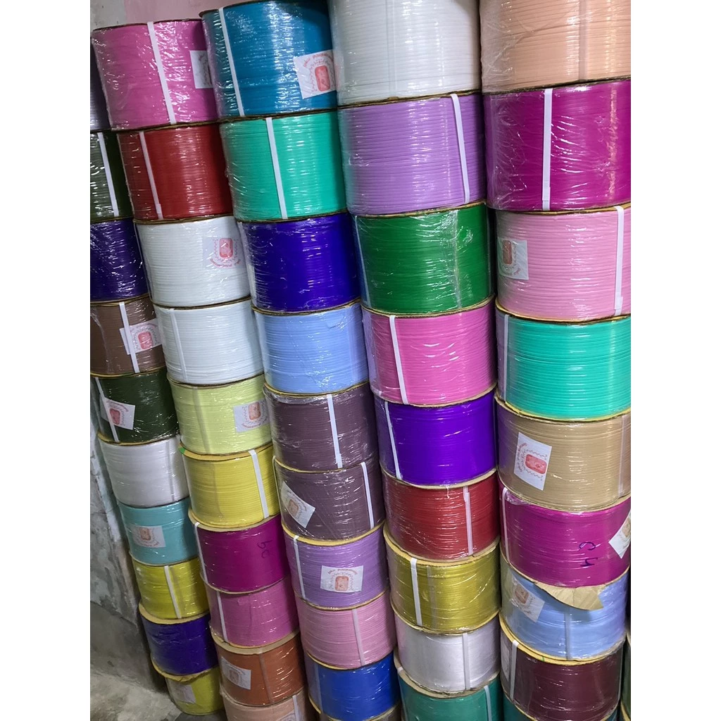เส้นพลาสติกสานบ้านมีทรัพย์ ตราลูกโจ้แท้ 6 มม. สีพื้น 29 สี สำหรับสานกระเป๋า สานตะกร้า งานจักสาน DIY เลือกขนาด 0.5 กก. /