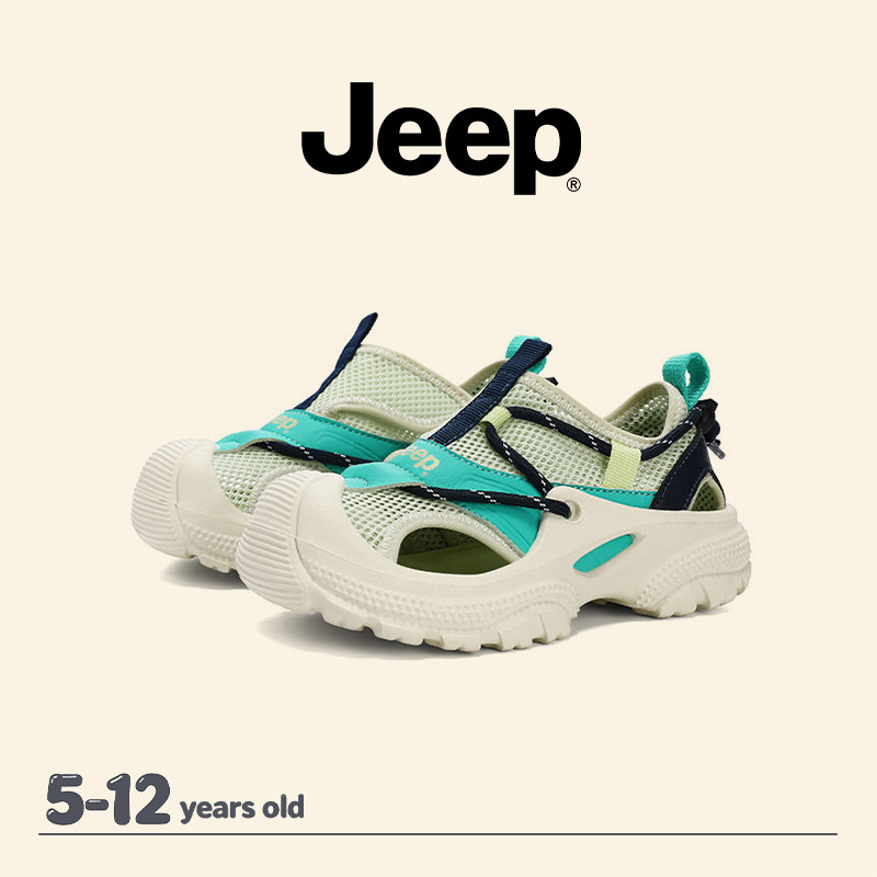 JEEP Baotou รองเท้าแตะเด็กชายหญิง Breathable Anti-slip รองเท้าชายหาดลุยกลางแจ้ง