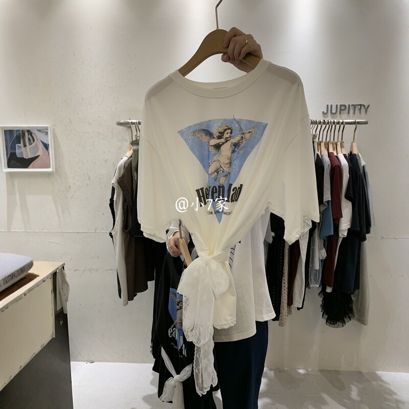 ReadystockJUPITER Womens New Fashion Loose Casual Fun Print เสื้อยืดแขนสั้นผ้าฝ้าย 100%