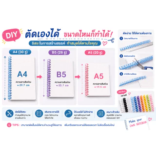 SKY สันห่วงถอดได้ A4 30รู 12mm เติมกระดาษได้ ตัดขนาดเองได้ งอได้ไม่หัก สำหรับสมุดรีฟิล DIY Binding Comb