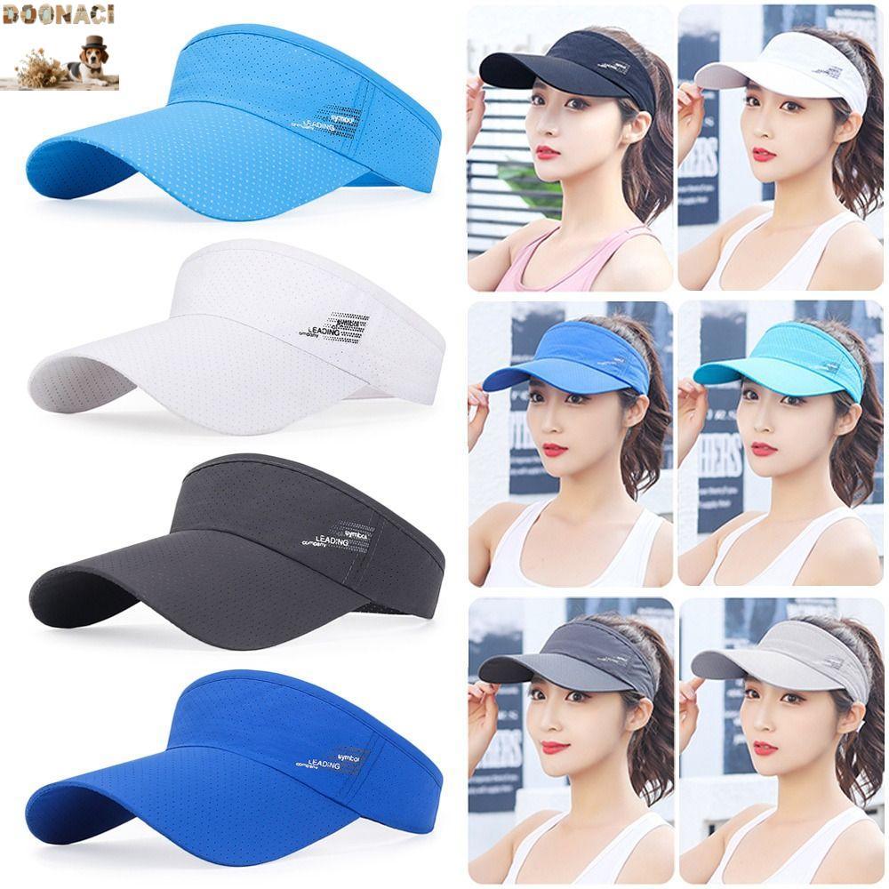 DOONACI หมวกกันแดด, Quick-drying Top Empty Sports Visor, ผู้ชายผู้หญิง Breathable ปรับ Casual Beach หมวกเทนนิส