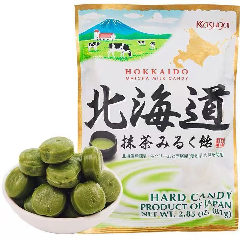 ญี่ปุ่นนําเข้าkasugai kasugai Hokkaido Nougat Aichi Prefecture Matcha Candy Milk Candy Snacks 81g % 