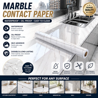 Waterproof & Oil-Proof Marble Kitchen Sticker – Heat & Moisture ResistantEasy to Apply