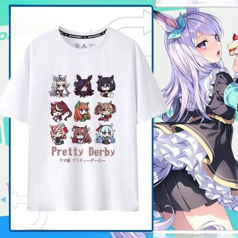 เสื้อยืด Uma Musume Pretty Derby Chibi Characters ผ้าคอตตอน 100% สวมใส่ได้ทั้งชายและหญิง ลายอนิเมะฮิต สบายใส่ทุกวัน