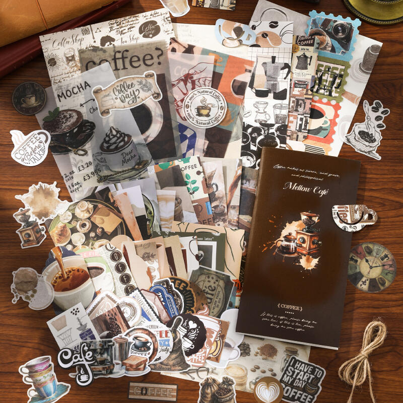 WEI 81 ชิ้น [Time Silhouette Series] Aroma Cafe Mariposa Garden Vintage สมุดภาพกระดาษพื้นหลัง Journa