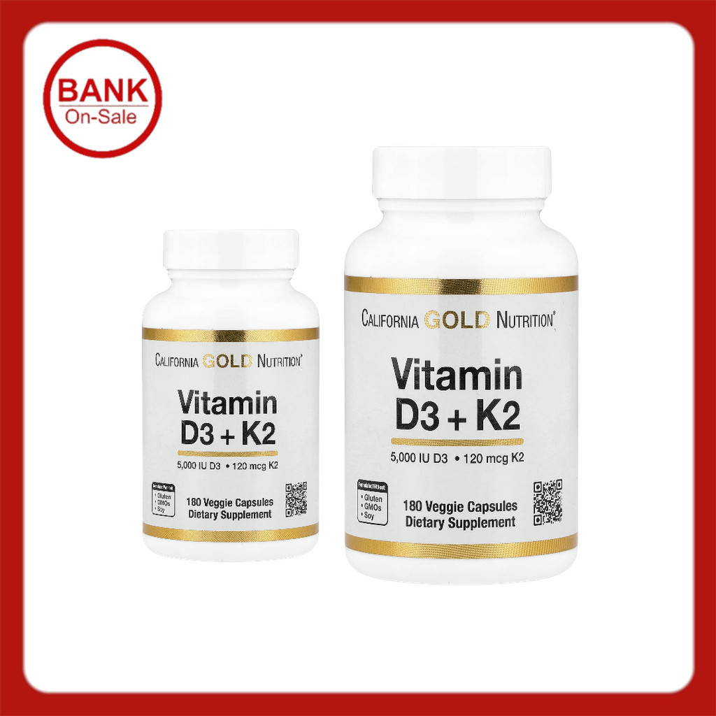 พร้อมส้ง California Gold Nutrition Vitamin D3 + K2 as MK-7