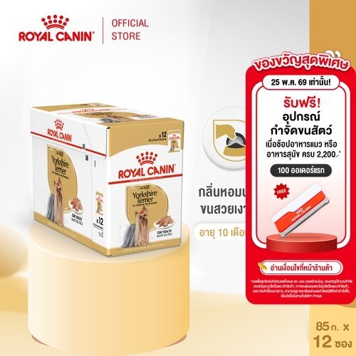 [12 ซอง] Royal Canin Yorkshire Adult Pouch Loaf อาหารเปียกสุนัขโตพันธุ์ยอร์คไชร์เทอร์เรียอายุ10เดือนขึ้นไป (โรยัล คานิน)