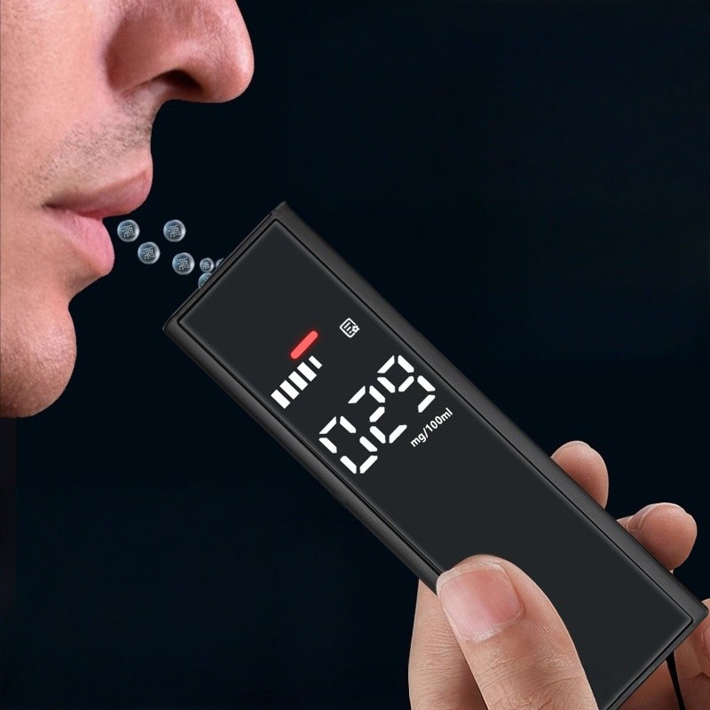 เครื่องทดสอบแอลกอฮอล์เครื่องวิเคราะห์ลมหายใจอิเล็กทรอนิกส์ จอแสดงผล LCD เครื่องวิเคราะห์ลมหายใจแบบชาร์จไฟได้