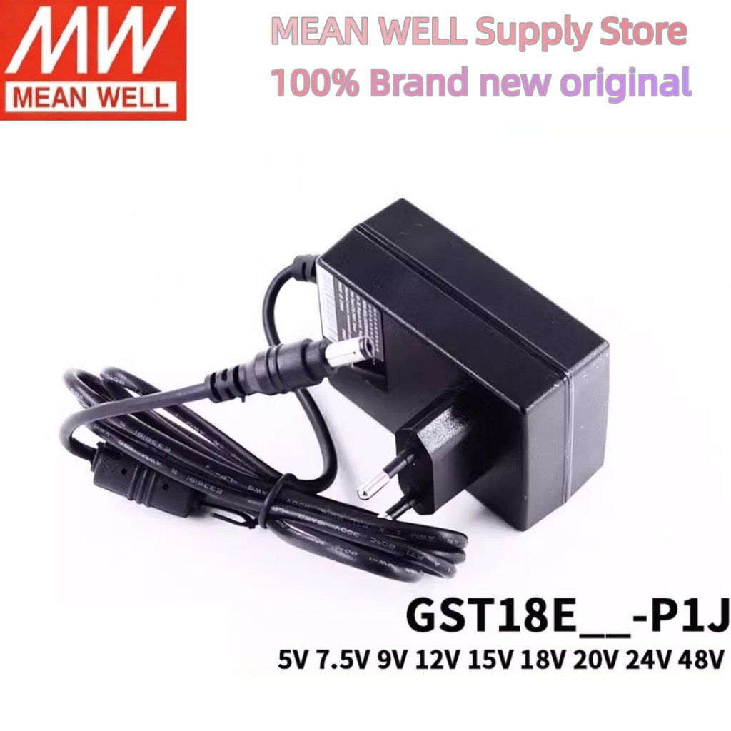 GST18E 18W MEAN WELL AC-DC ที่เชื่อถือได้สีเขียวอุตสาหกรรม Adaptor 5V 7V 9V 12V 15V 18V 24V 28V 48V