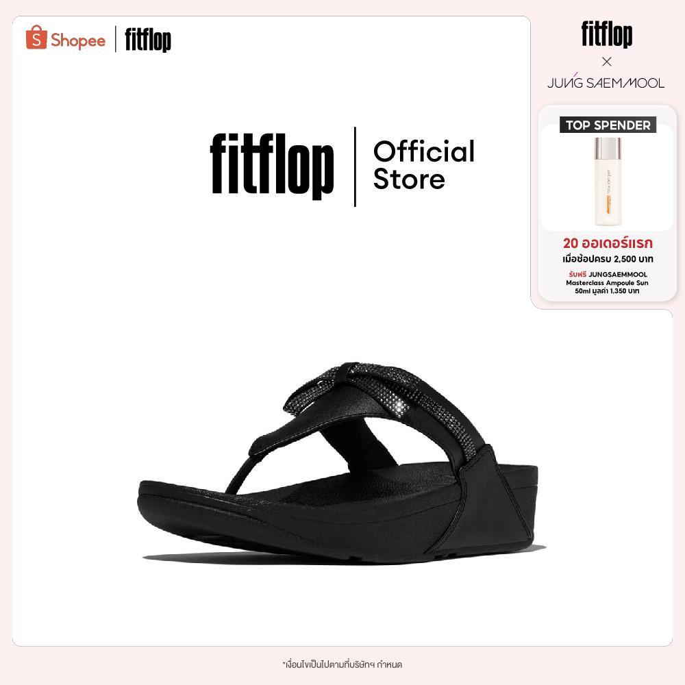 FITFLOP LULU GLITZ-BOW LEATHER T/P รองเท้าแตะแบบหูหนีบผู้หญิง รุ่น E1G-090 สี BLACK