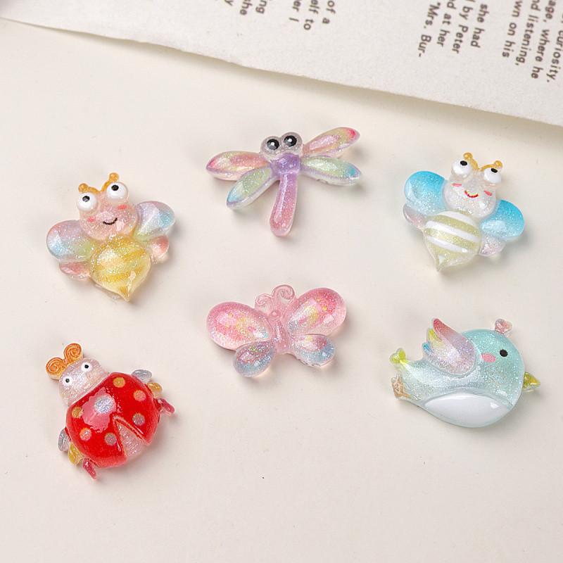 การ์ตูนการ์ตูน DIY อุปกรณ์เรซินมินิแมลง Series Dragonfly Bee DIY ครีมกาวเคสโทรศัพท์อุปกรณ์ตกแต่ง DIY เด็ก Hairpin Handmade อุปกรณ์เสริม