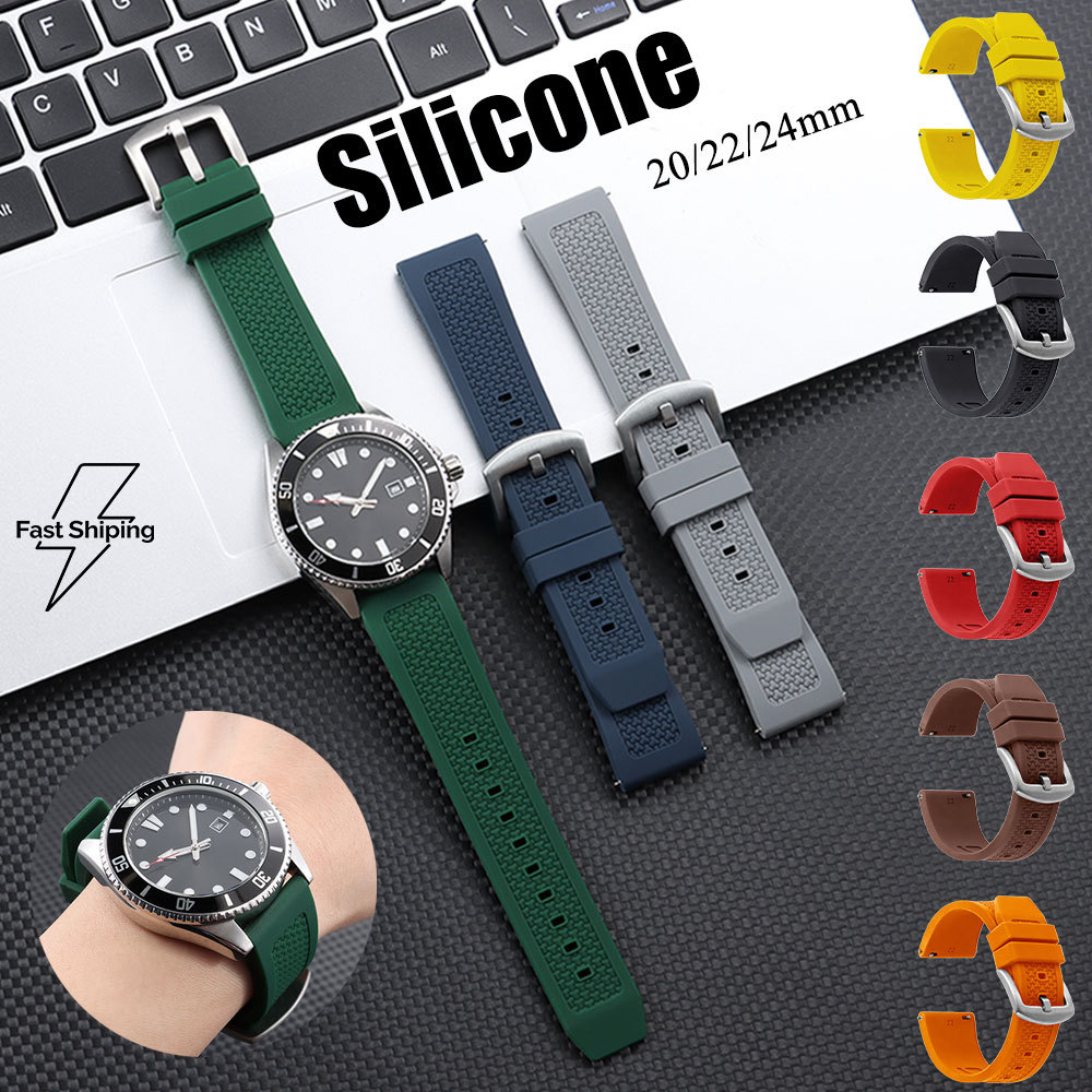 ที่มีสีสันพื้นผิวซิลิโคนสายนาฬิกาสมาร์ท 20/22/24 มม. Quick Release นุ่ม Breathable ลื่นกันน้ํา Sweatproof กีฬาสายนาฬิกา