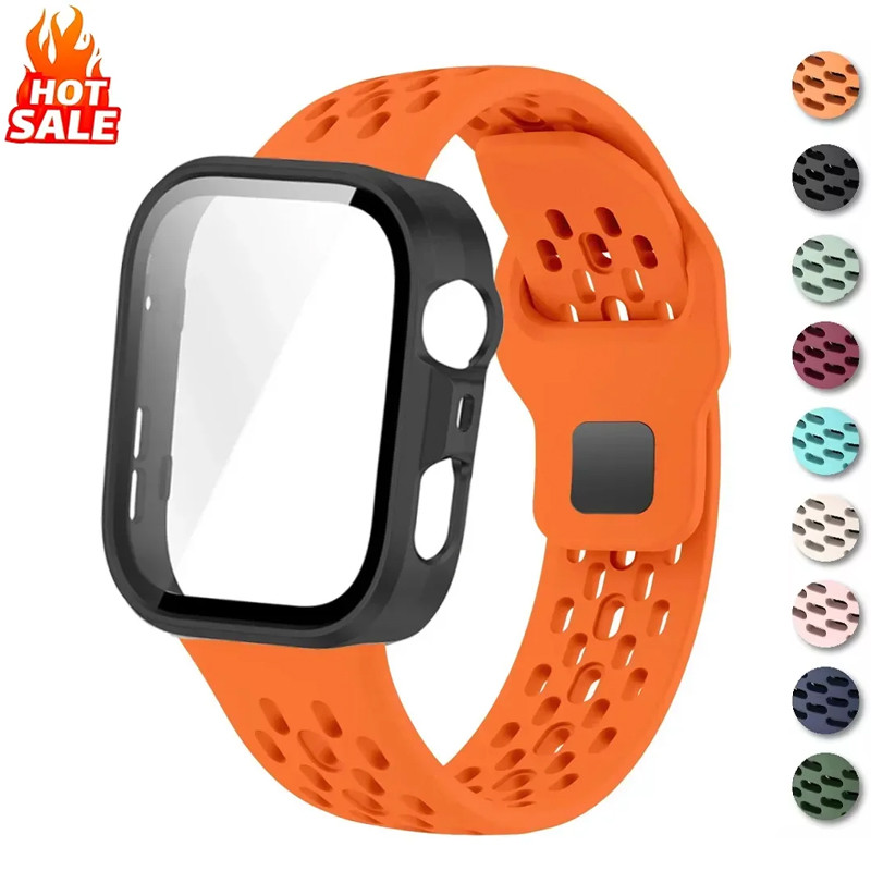 สายรัดซิลิโคนระบายอากาศ + PC กรณีใช้งานร่วมกับ Huawei Watch Fit 5 Pro/Fit 5/Fit 4 Pro/4/3 สายรัด + Hard Case พร้อมป้องกันหน้าจอสําหรับ Huawei Watch Fit4 Fit3
