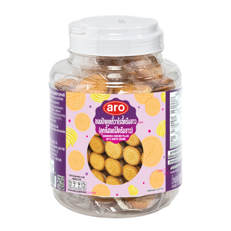 เอโร่ ขนมปังคุกกี้วาไรตี้ไส้ ครีมขาว 540 ก. (ARO Variety White Cream 540 g) โปโลแมน POLOMAN
