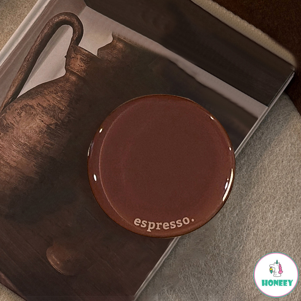 Espresso Glossy โทรศัพท์ Grip สําหรับ iPhone 12 13 14 15 16 17 Pro Max Minimalist ผู้ถือกาว