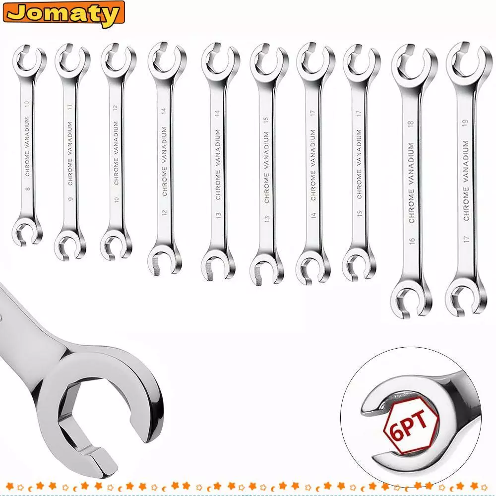 JOMATY ประแจเปิดแหวน 8-19 มม.Flare Nut ประแจ, เครื่องมือมือกระจก Double Head สายเบรคประแจซ่อมรถยนต์