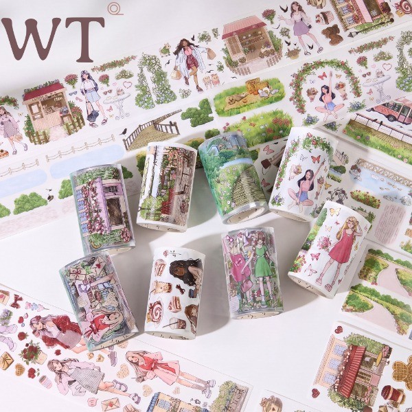 WT เทปเดิม Coastal Park Courtyard Flower Baking Street Corner Shop Street Shooting Guide Die-cut Pocket Tape