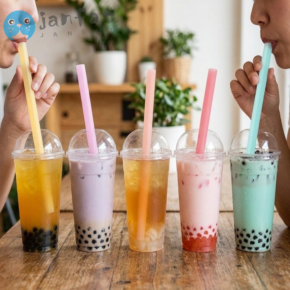 JANFAT 6 ชิ้นหลอดนํากลับมาใช้ใหม่,หลอดดื่มหลายสีนุ่ม,เป็นมิตรกับสิ่งแวดล้อมซิลิโคนทนอุณหภูมิสูงน้ําหนักเบาหลอดชานมบ้าน