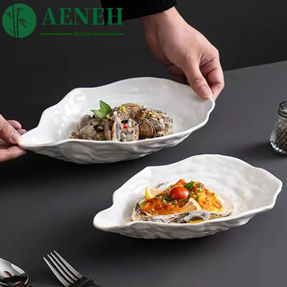 AENEH จานซาซิมิ, จานสลัดรูปทรงเปลือกหอยหอยนางรมเซรามิก, ออแกไนเซอร์ในครัว, เค้กจานเก็บของอเนกประสงค์สร้างสรรค์แบบใช้ซ้ําได้