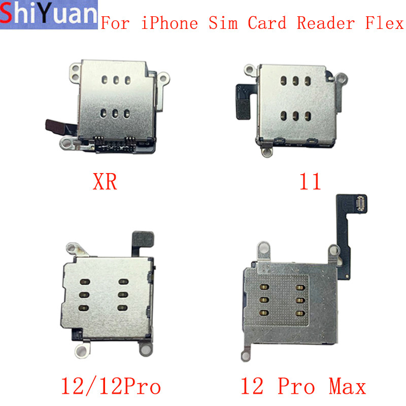 Dual SIM Card Reader Flex Cable Ribbon Socket Port สําหรับ iPhone 12 Pro Max 11 XR Dual Sim Card Rea