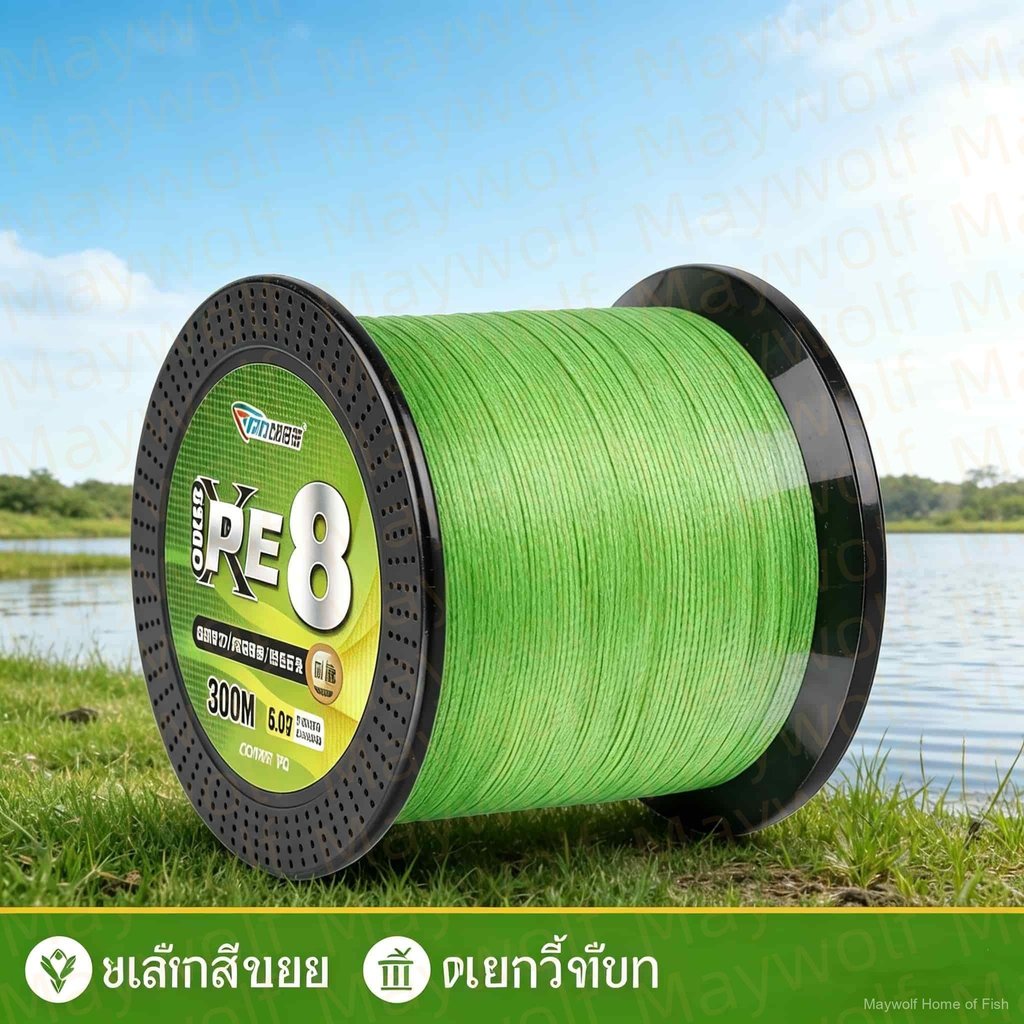 300M PE 8X เอ็นตกปลา แบบเชือกถัก 8 แกน สําหรับตกปลา 7.6-45 กก.คุณภาพญี่ปุ่น สายตกปลา 12-50LB อัพเกรดสายหลักคว 8 braided