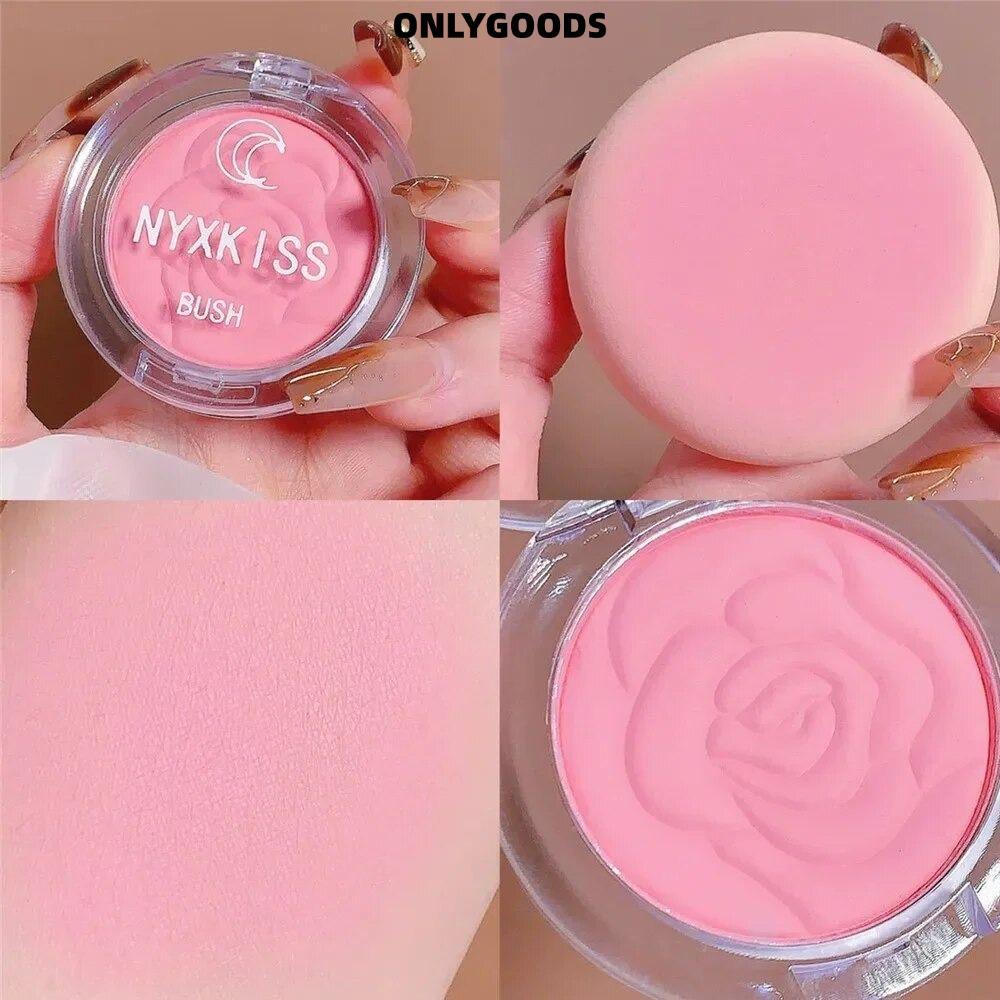 เฉพาะGOODS Makeup Blush, Long-lasting Matte นูนกลีบ Blush, Peach Pink Orange Tint Face Brightens Natural Rouge เครื่องสําอาง