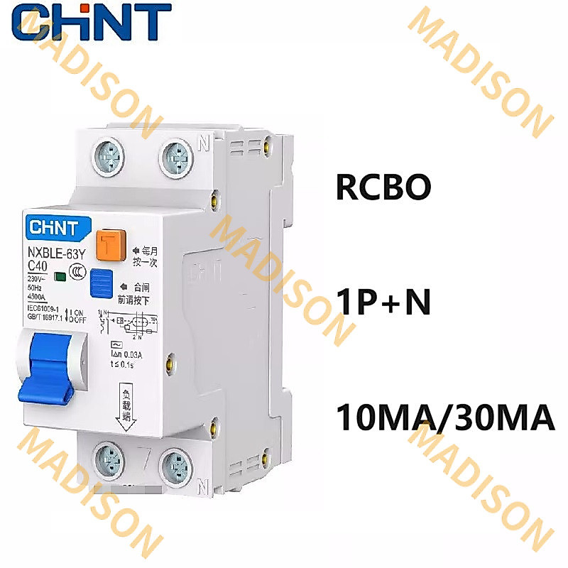 Chint NXBLE-63Y 6A 10A 16A 32A 63A 30MA 10MA 0.01A 0.03A RCBO 1P + N 230V Residual current Circuit b