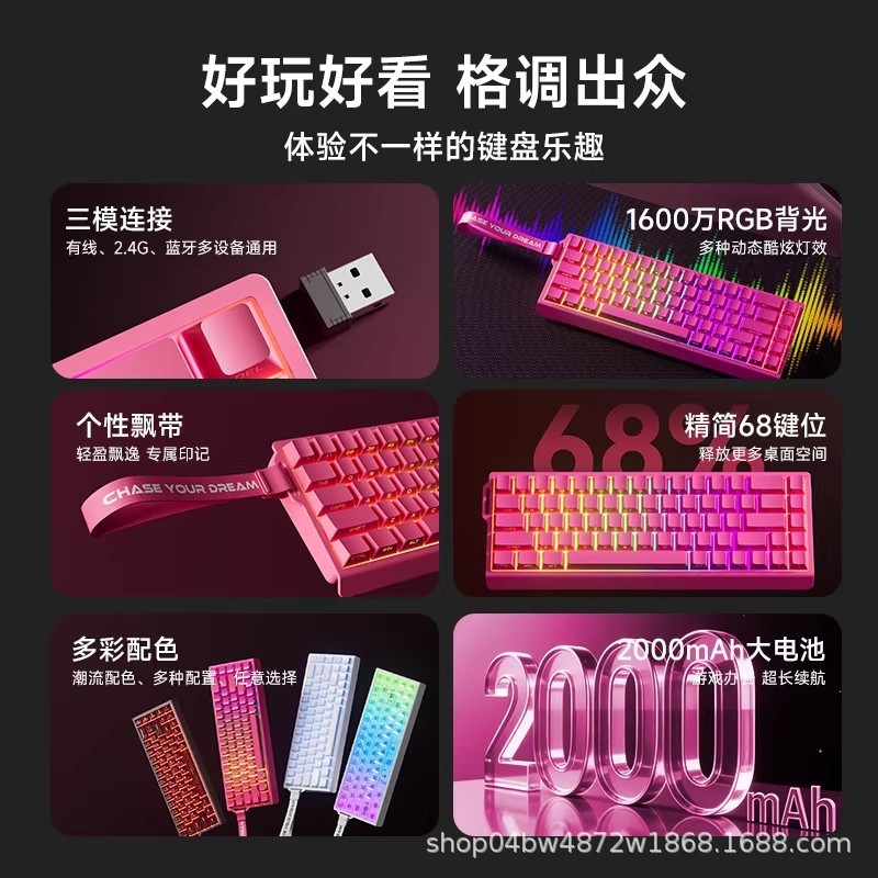 Dream Family Z68 คีย์บอร์ดสามโหมดให้ความรู้สึกเชิงกลเกมสําหรับเล่นเกมเฉพาะโน้ตบุ๊คพกพาขนาดเล็กภายนอก