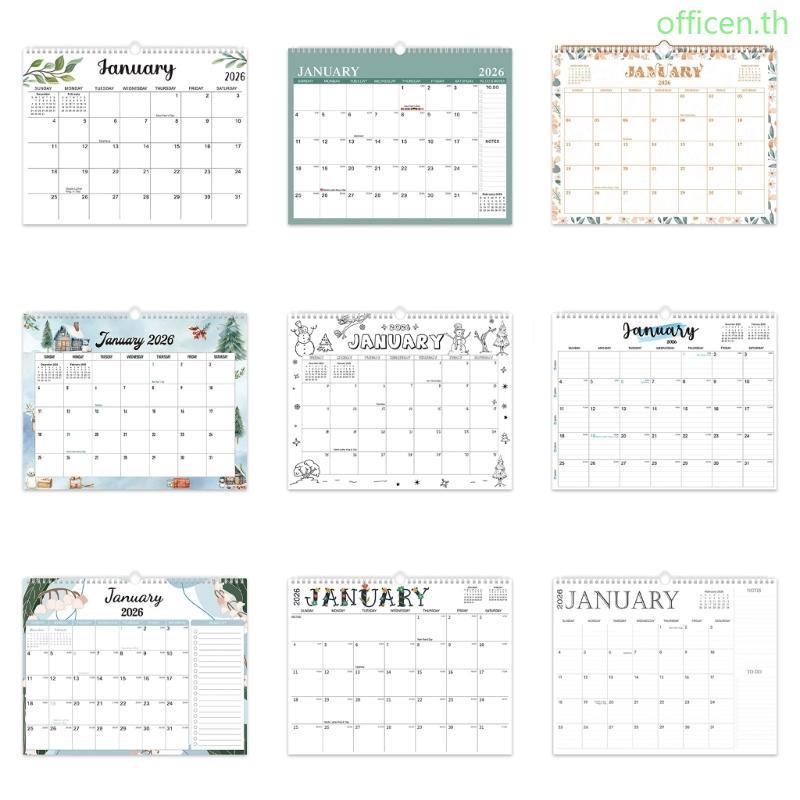Cen 2026-2027 ปฏิทินแขวนผนัง Twin Coil Binding Calender 18 Month Runs จาก Jan 2026 to Jun 2027 For D