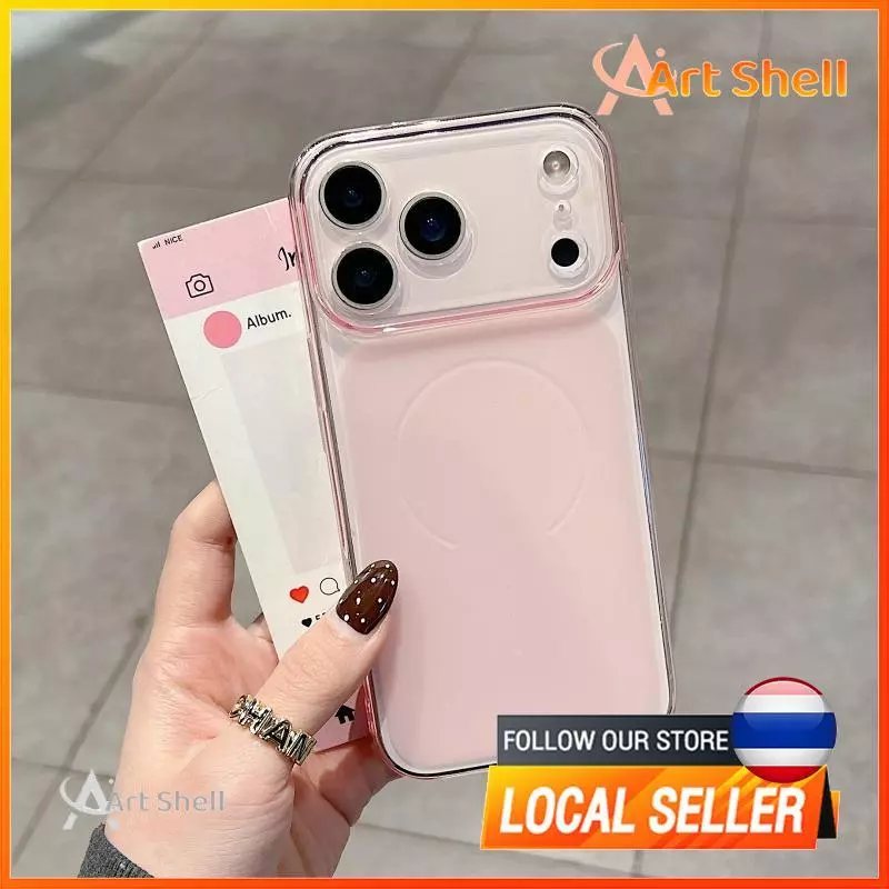 วงกลมบางพิเศษมุมมองขนาดใหญ่ทันทีเปลี่ยน17เคสโทรศัพท์สีชมพูเหมาะสําหรับ ไอโฟน 11 12 13 14 15 16 17 มือโปร สูงสุด Plus Pro