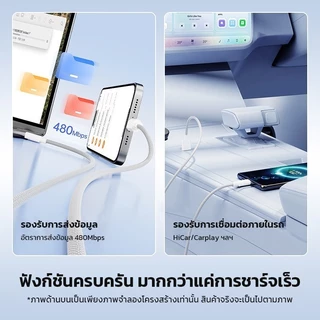 สายชาร์จ 100W สายชาร์จเร็ว type c ใช้ได้กับ iPhone Samsung OPPO สายชาร์จแบบถัก ชาร์จไว ถนอมแบต