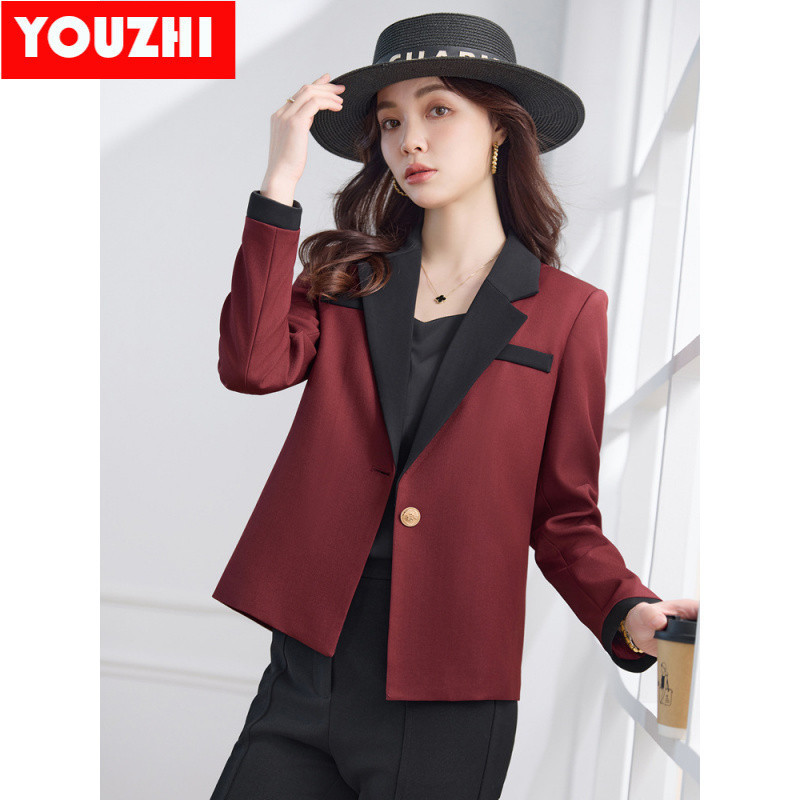ใหม่ High-end office Blazer สวมใส่เสื้อแจ็คเก็ตแขนยาว Elegant ผู้หญิง Slim Fit เสื้อสูท LYAN8811