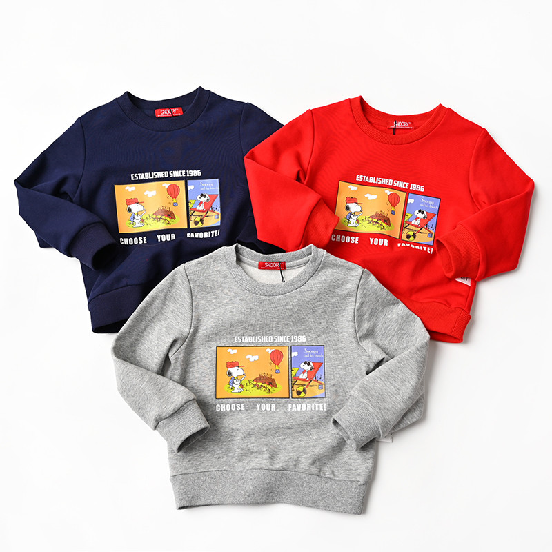 77046 ชิงการ์ตูนกีฬาเสื้อกันหนาวเด็กเทอร์รี่เสื้อกีฬาชายหญิงรอบคอด้านบนกลางเด็กเล็ก