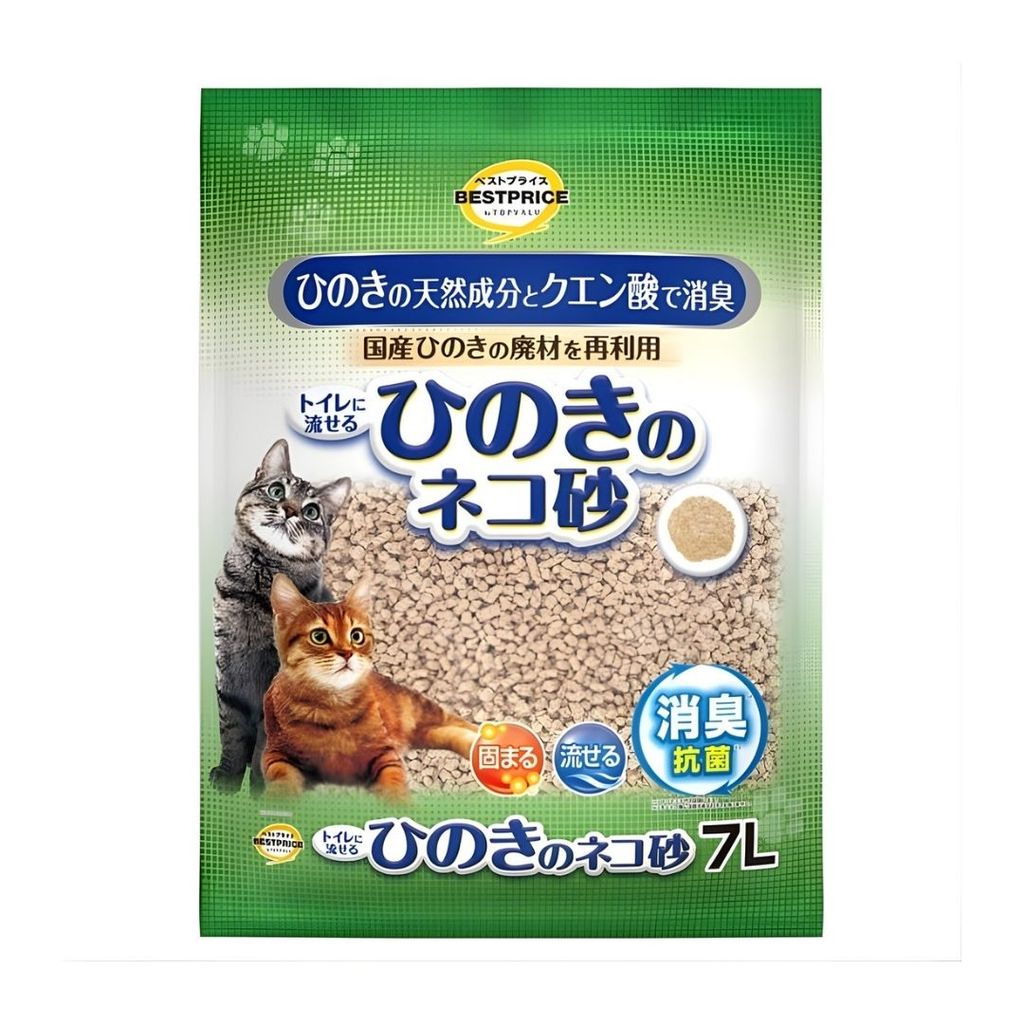 ท๊อปแวลู ทรายแมวไม้ฮิโนกิสูตรดับกลิ่น TV Hinoki Cat Litter 7ltr.