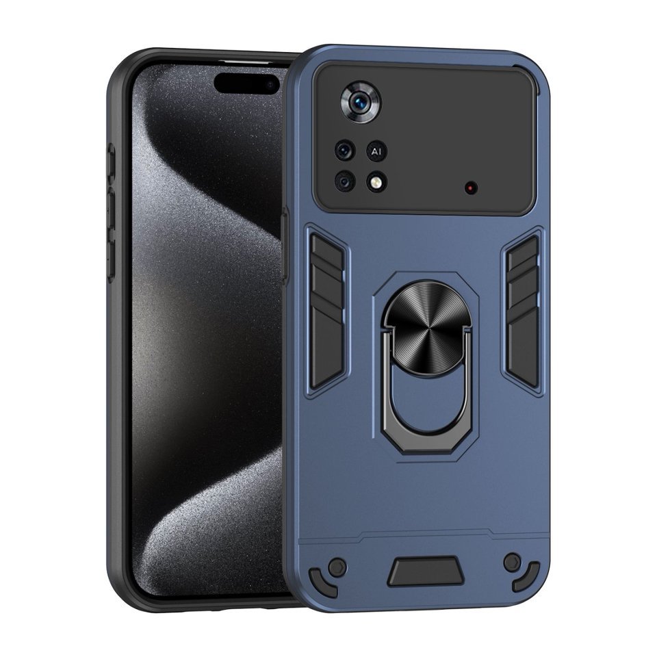 สําหรับ Xiaomi POCO X4 X5 X6 M4 Pro 4G X7 M6 Plus F6 2024 ขาตั้งโลหะผสมเคสโทรศัพท์พร้อมลายนิ้วมือและ