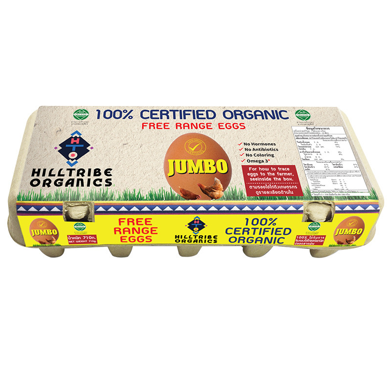 ฮิลไทรบ์ไข่ไก่ออร์แกนิคขนาดจัมโบ้แพค 10ฟอง Hilltribe Organic Eggs Jumbo Size Pack 10pcs. [8859226200075 ]