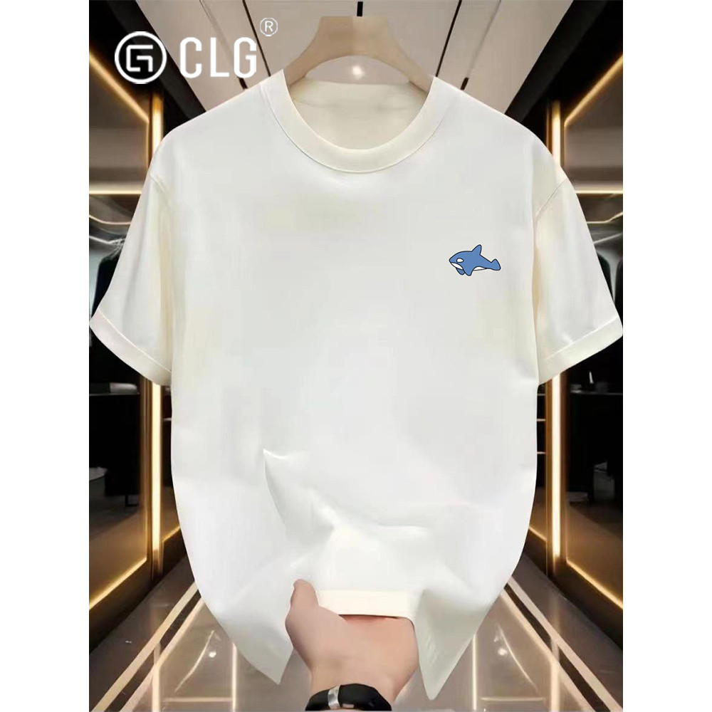ฮ่องกง CLG Street Wear ฤดูใบไม้ผลิฤดูร้อนสไตล์ใหม่Heavy Combedผ้าฝ้ายแท้เสื้อยืดแขนสั้นผู้ชายอเมริกั